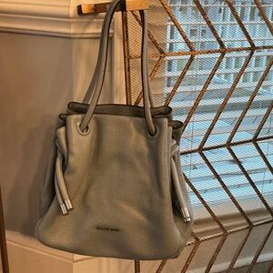 Michael Kors Pebbled Leather Drawstring Shoulder Bag in soft blue